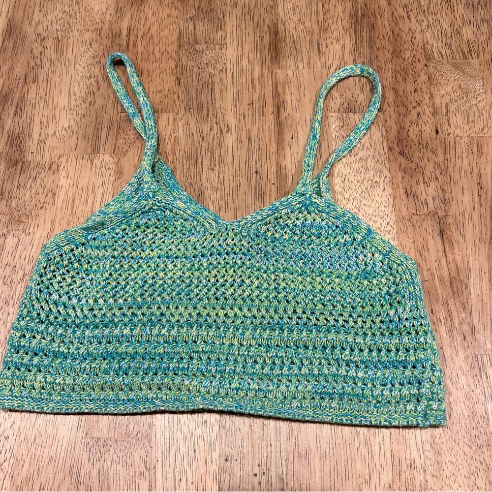 90s Indie Vibe Multicolor Knit Crop Tank Top Size S (Fits like a Junior S/XS)‎ - Picture 4 of 6